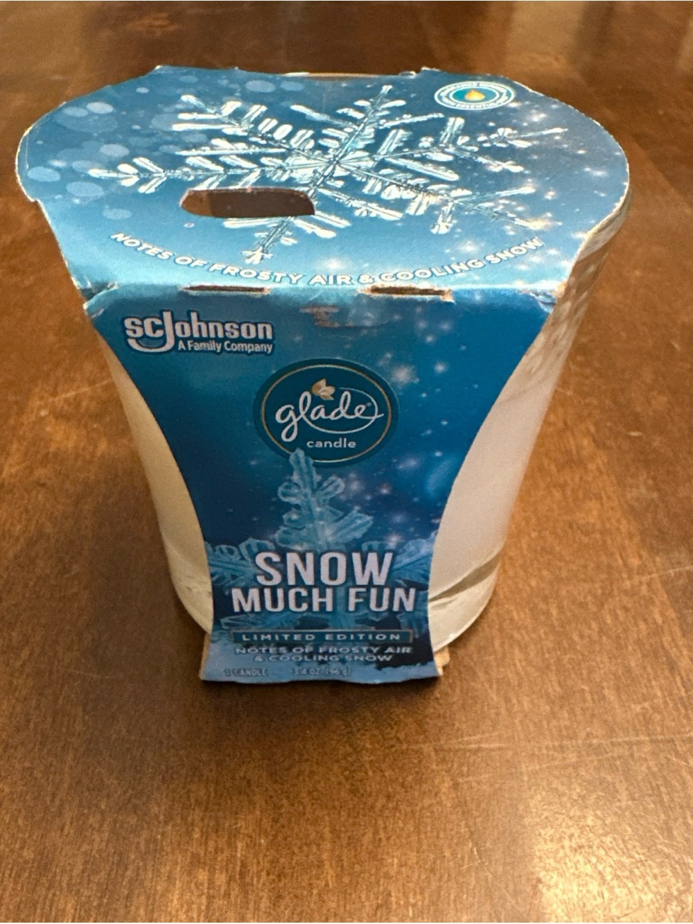 Glade Candle Snow Much Fun Limited Edition 3.4oz Candle Holiday Party
